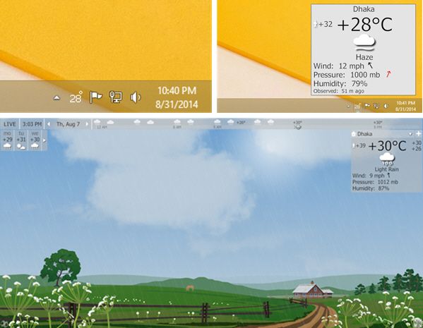 Photographie - Afficher la météo sur le bureau de Windows barre des tâches et économiseur d'écran en utilisant YoWindow