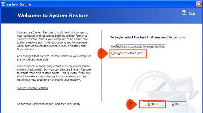 Créer un point de restauration dans Windows XP