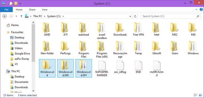 Dossiers Windows.old multiples dans le lecteur C