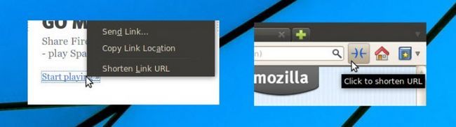 Photographie - 2 Firefox add-ons pour urls shortener dans le menu contextuel ou le bouton de la barre d'outils facilement