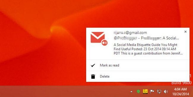 Notification de bureau de Gmail Popup