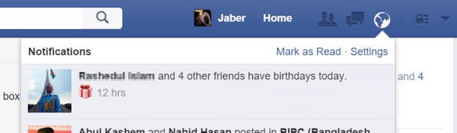 Notification d'anniversaire dans Facebook