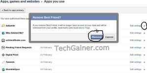 supprimer une application facebook