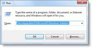 % LOCALAPPDATA% MicrosoftWindows Sidebar