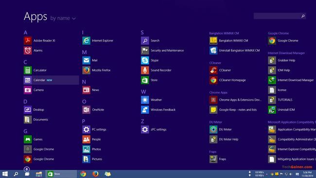 Toutes les applications écran de démarrage de Windows 10 sur