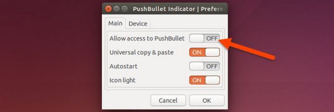 Authentifier Pushbullet Indicateur