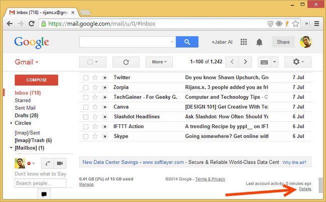 Lien avec l'activité d'accès à Gmail