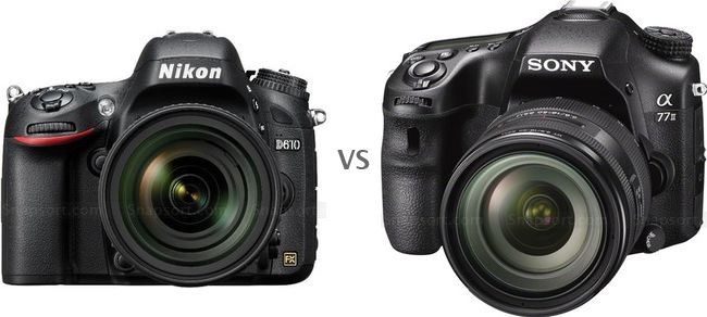 Photographie - Nikon D610 vs Sony SLT A77 II - spécifications, fonctionnalités analysé pour vous aider à choisir le meilleur appareil photo