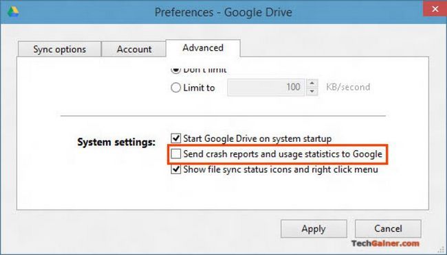 Désactiver Rapports Google Drive Accident