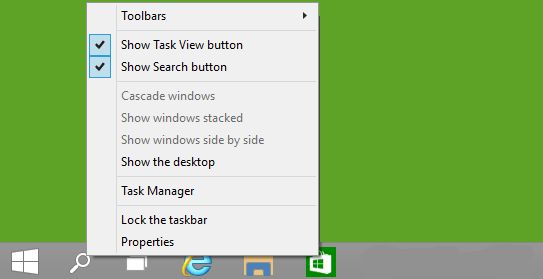 Options pour cacher les boutons de taskview