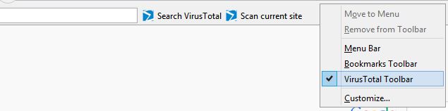 Désactiver la barre d'outils VirusTotal